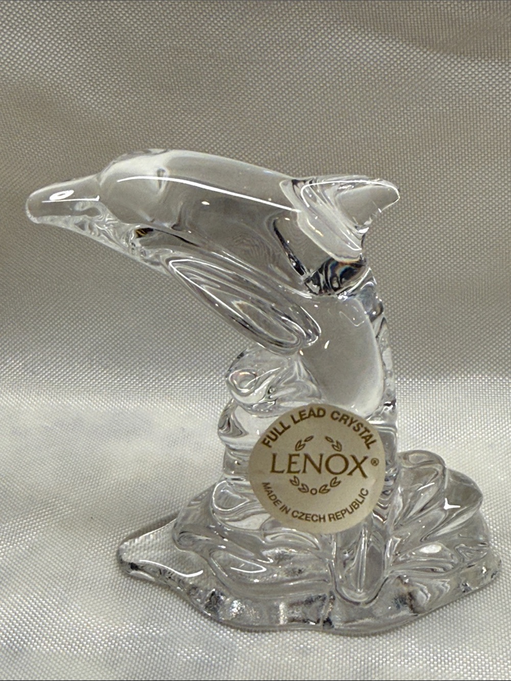 Lenox Clear Lead Crystal Jumping Dolphin Figurine